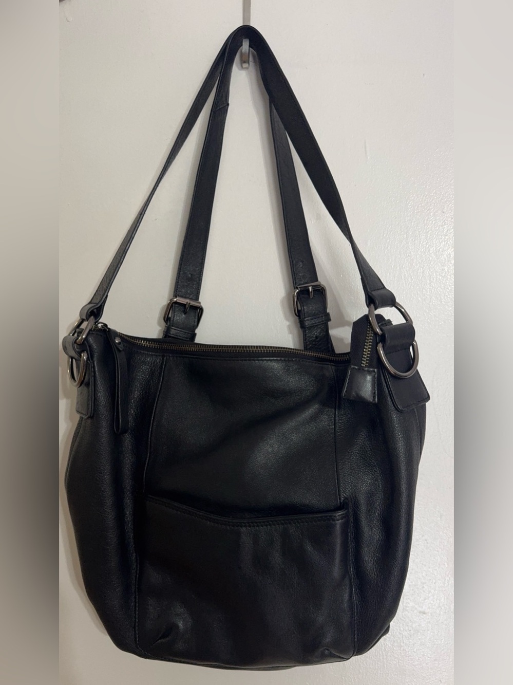 Sharif Black Leather Backpack/shoulder Bag EUC